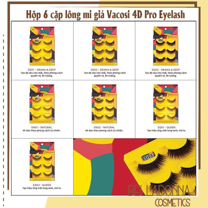 [HCM] Hộp 3 Cặp Lông Mi Giả Vacosi 4D Pro Eyelash