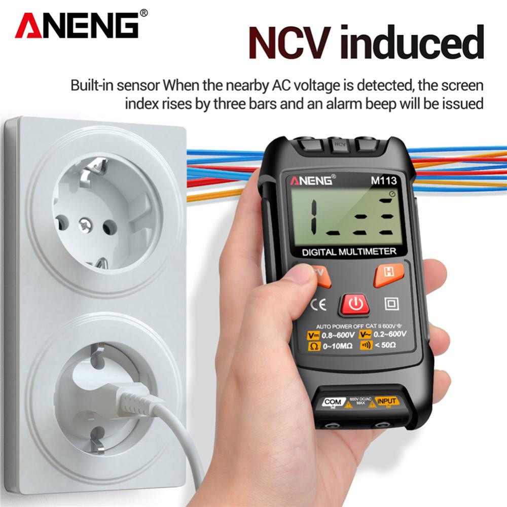 【Aneng】Máy kiểm tra máy đo vạn năng Mini kỹ thuật số Đồng hồ vạn năng thông minh LCD AC/DC Đồng hồ đo dòng điện điện áp với lưu dữ liệu NCV cho thợ điện