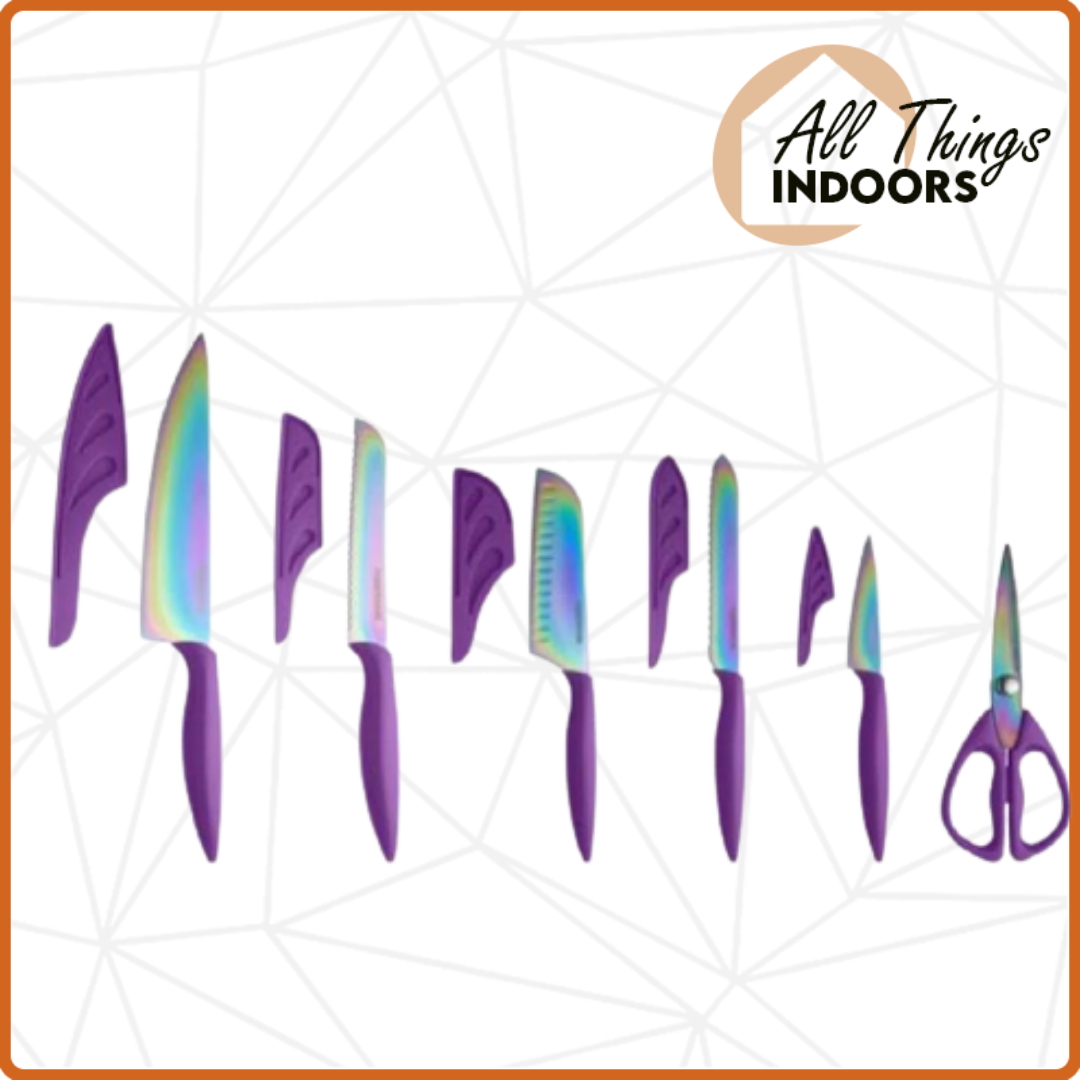 Farberware 11-Piece Purple Rainbow Titanium Cutlery Set, Size: City Tote