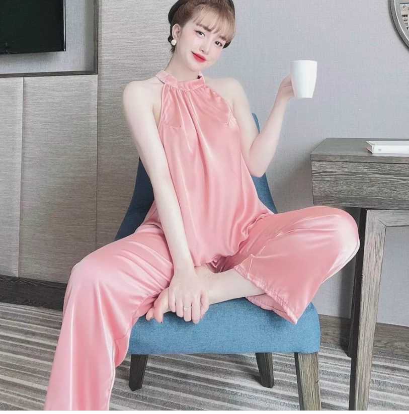 Sét bộ satin cổ yếm cao cấp-TH
