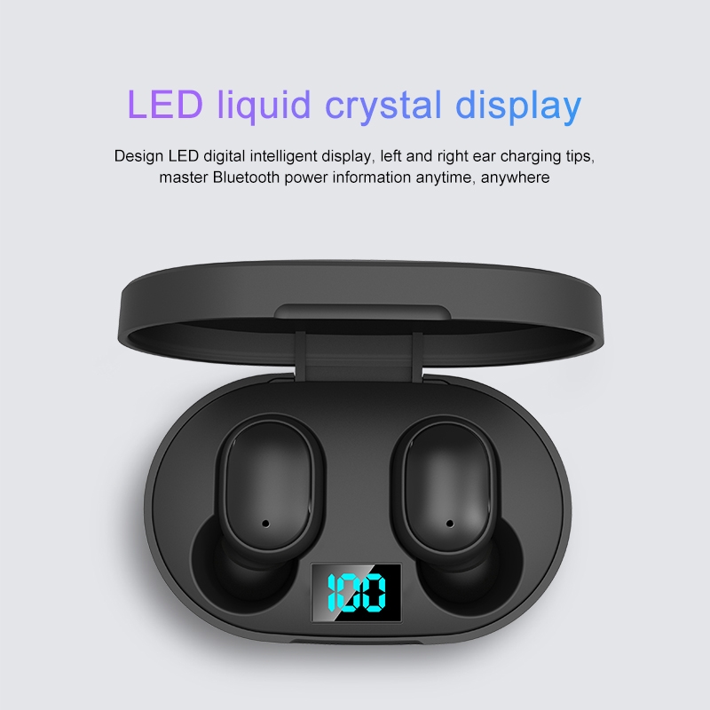 (Puluz)E6S LED Display Wireless Earphone TWS  Bluetooth V5.0 Headsets Waterproof Bluetooth Earbuds