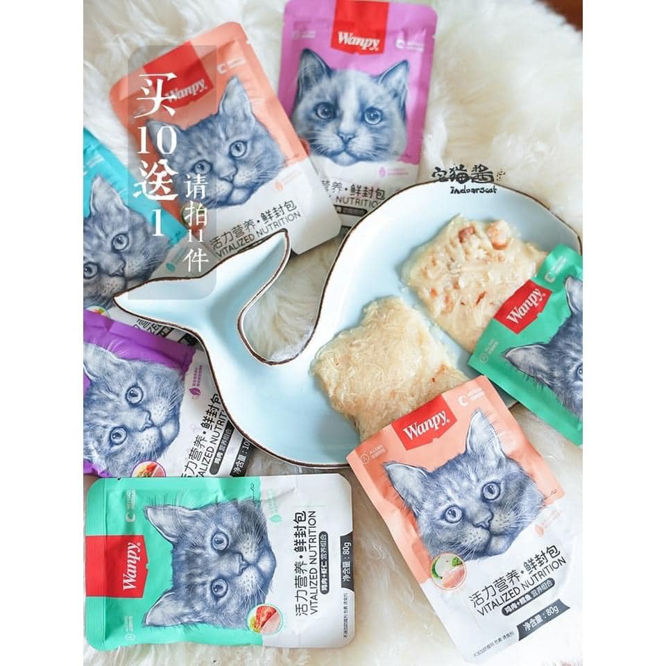 Pate Wanpy gói 80gr cho mèo đủ 7 vị