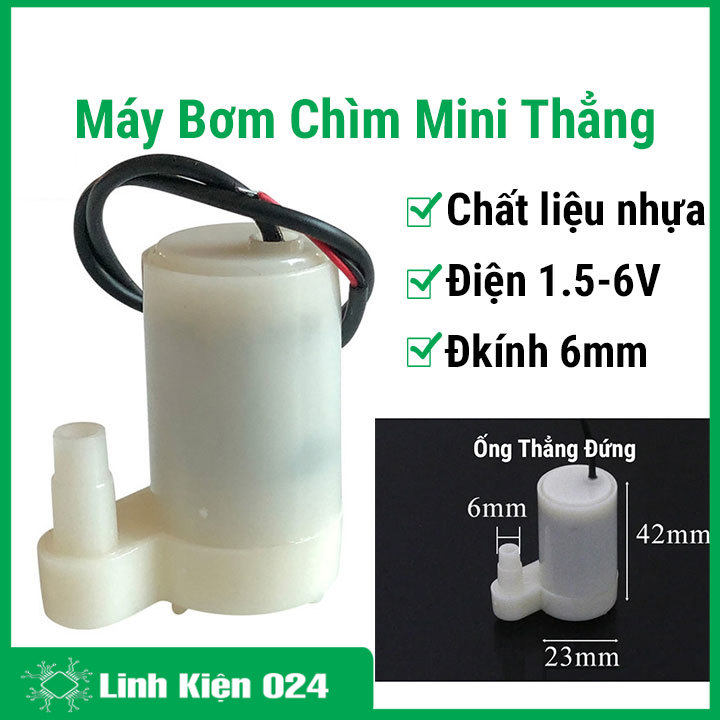 Máy bơm nước chìm mini 1.5V – 6VDC độ xa 1.5m ống thẳng đứng, dùng trong bể cá, thủy canh