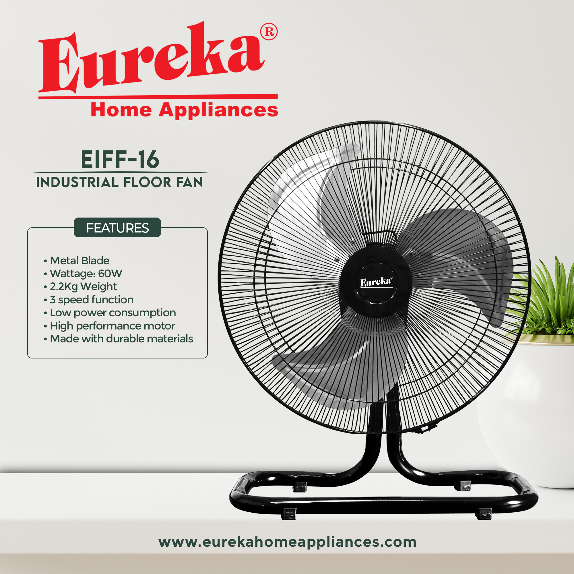 Eureka 16 Industrial Floor Fan Electric Fan 60w EIFF16 Lazada PH