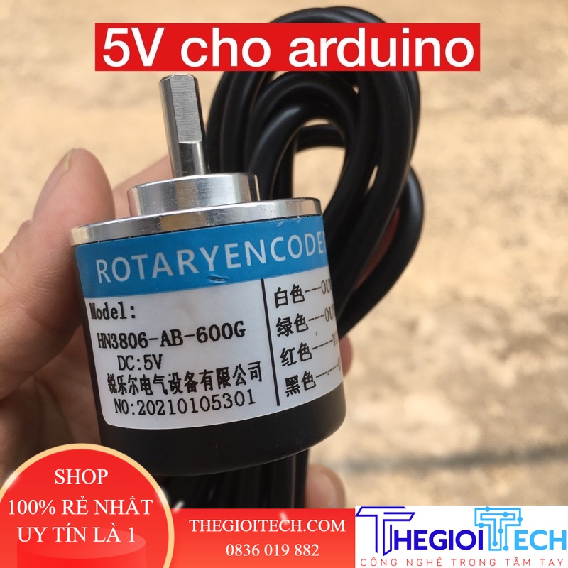 Encoder 600 xung 2 kênh AB 5-24V, NPN/PNP, encoder 5V dùng cho arduino