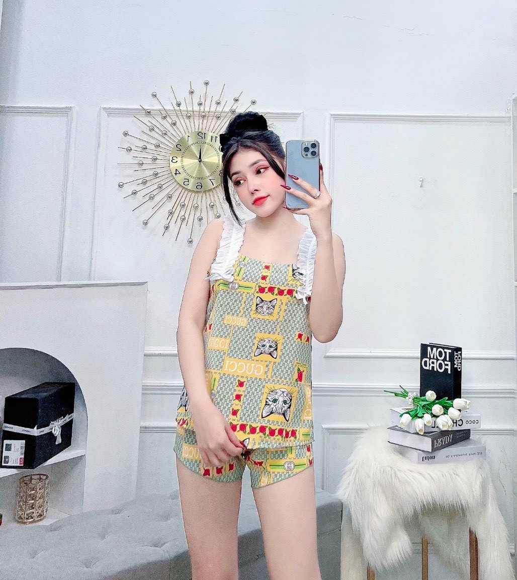 Set Áo Phối Bèo Vải Lụa Hàn Mát Mềm Mại Freesize dưới 60kg