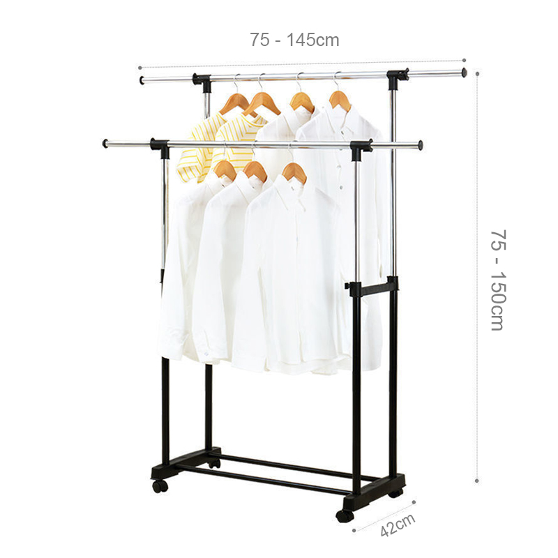 (Local STOCK) Adjustable Single & Double Pole Clothes Rack Stand Drying