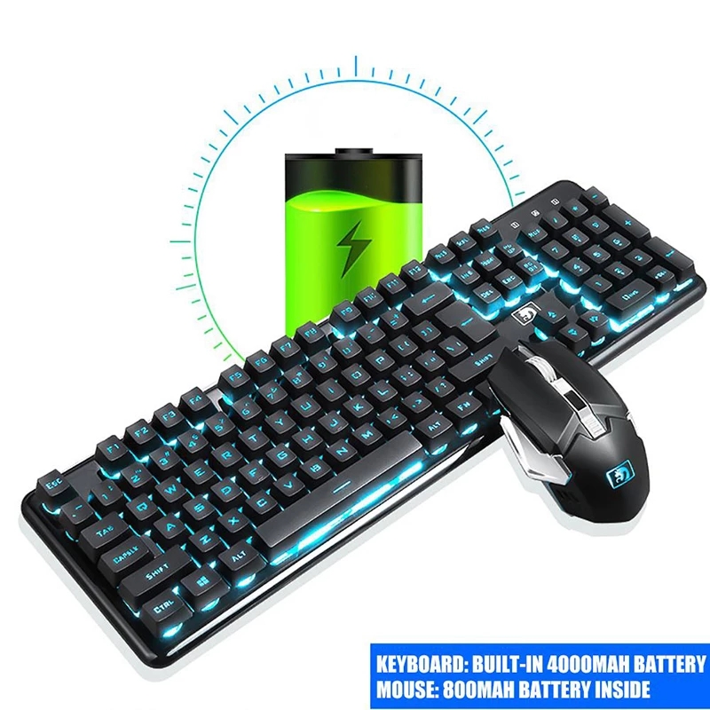 【High-quality】Recharging Mechanical Keyboard Wireless Gaming Keyboards RGB Backlit Wireless Mouse 2400dpi Pc Gamer Keypad. 