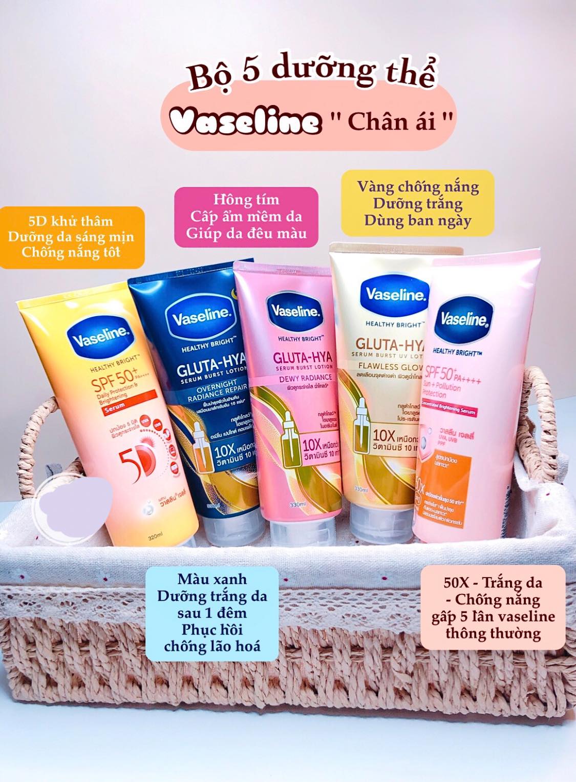 Sữa Dưỡng Thể Trắng Da Vaseline Healthy Thái Lan