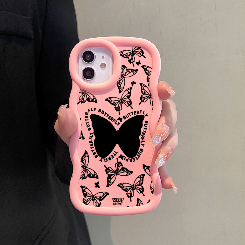Jizetin for Redmi A3 A3x Back Cover Black Butterfly Macaron Bright Color Wavy Shape Soft Mobile Phone Cases. 