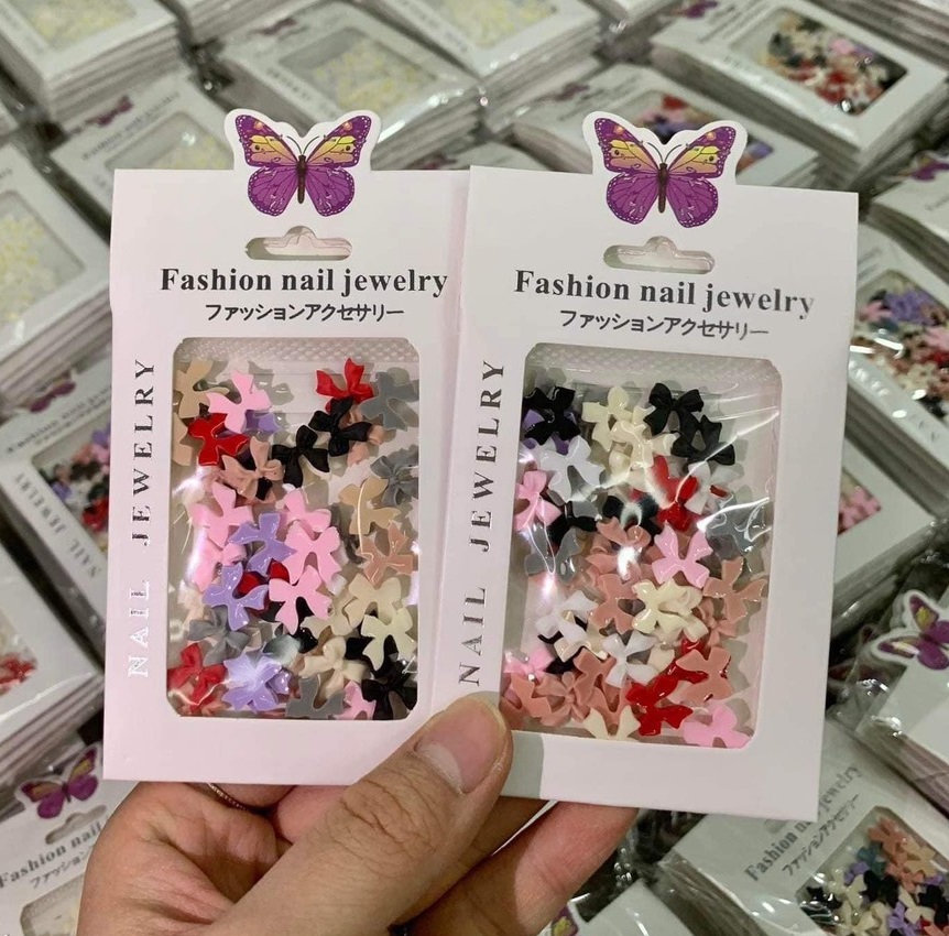 Set charm nơ trang trí đính móng, Charm nơ gắn móng nail