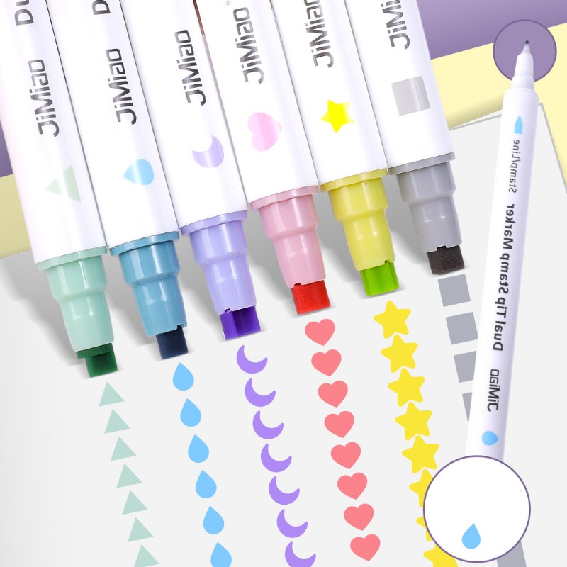 Magic Seal Double-Headed Marker DIY Creative Drawing Student Color Handbook Highlighter School Office Stationery Supplies