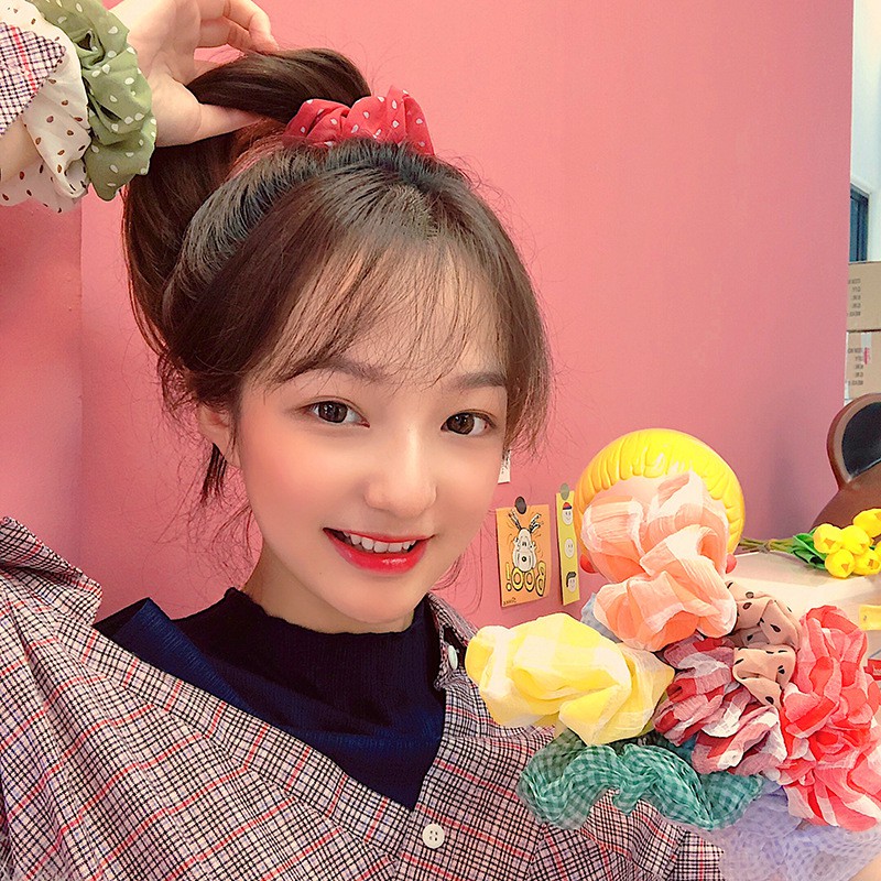 Dây buộc tóc, cột tóc scrunchies hoa quả chấm bi dễ thương Alala