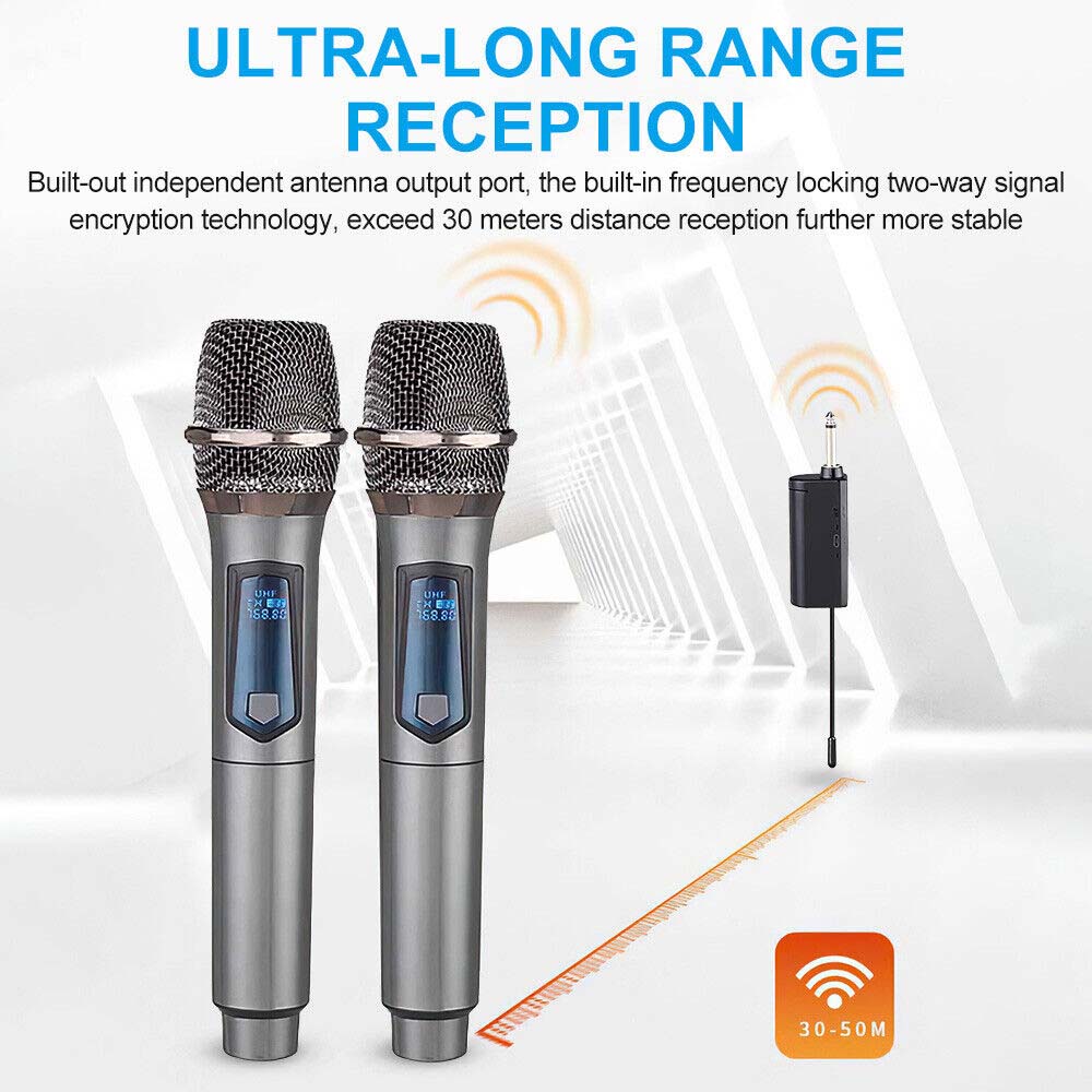 [On Sale] Wireless Microphone UHF Professional Handheld Mic System Receiver for Karaoke