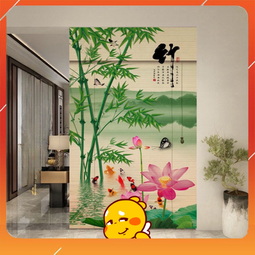 Mành tre in tranh nghệ thuật Rèm tre trúc che bàn thờ, rèm che cửa sổ. Mành tre trang trí Tết. 1K 1k