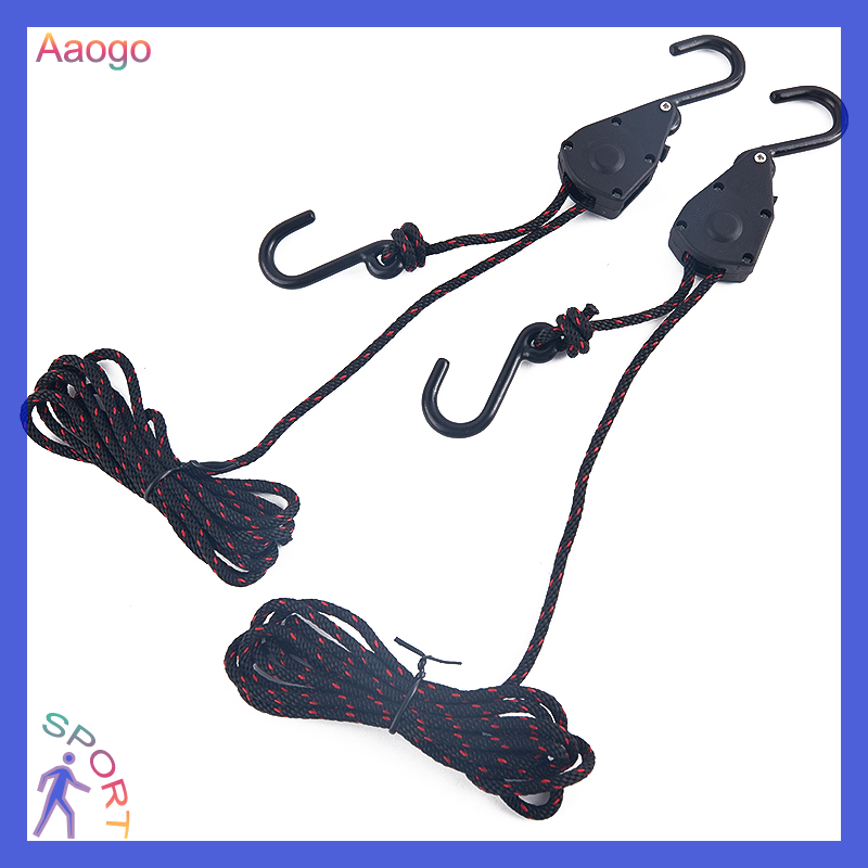 Aaogo 2pcs Pulley Ratchets Kayak And Canoe Boat Bow Stern Rope Lock Tie Down Strap