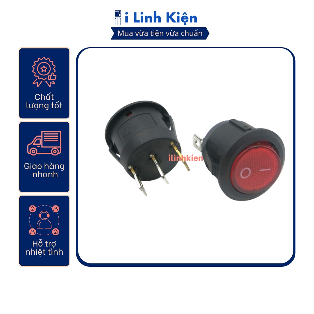 Công tắc bập bênh tròn KCD1-105 6A250V 3P có đèn
