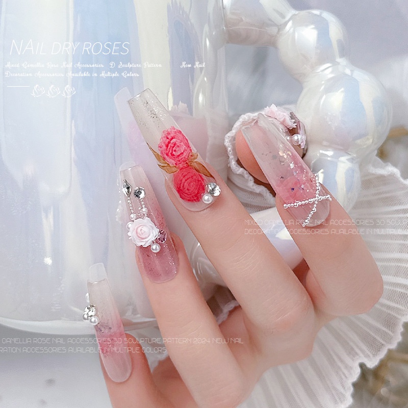 Set 25 Charm Hoa Hồng Pastel 2 Màu | Trang Trí Móng Tay