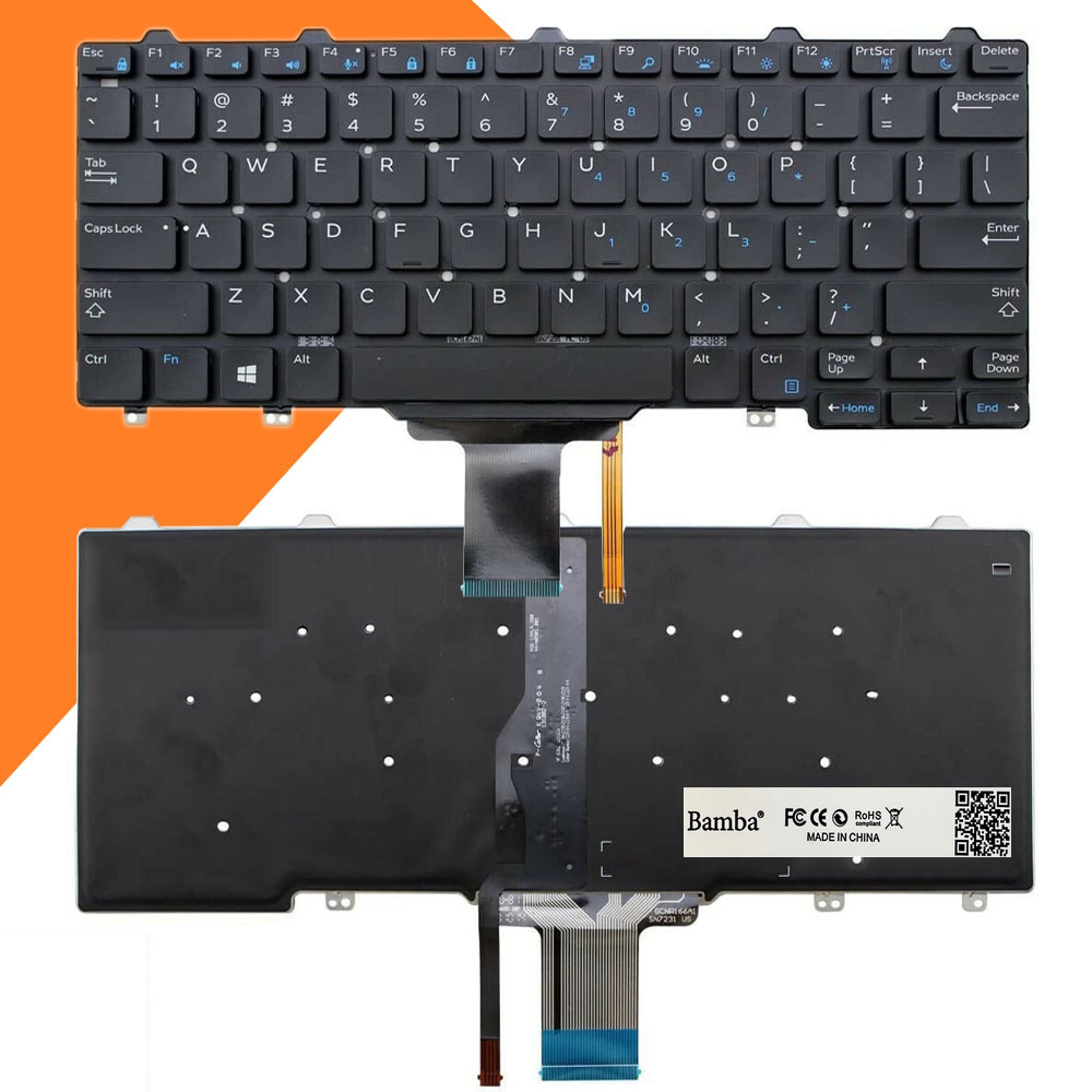 Bàn phím laptop Dell Latitude E5250, E7250, 7270 (Cable Dài) Có Đèn