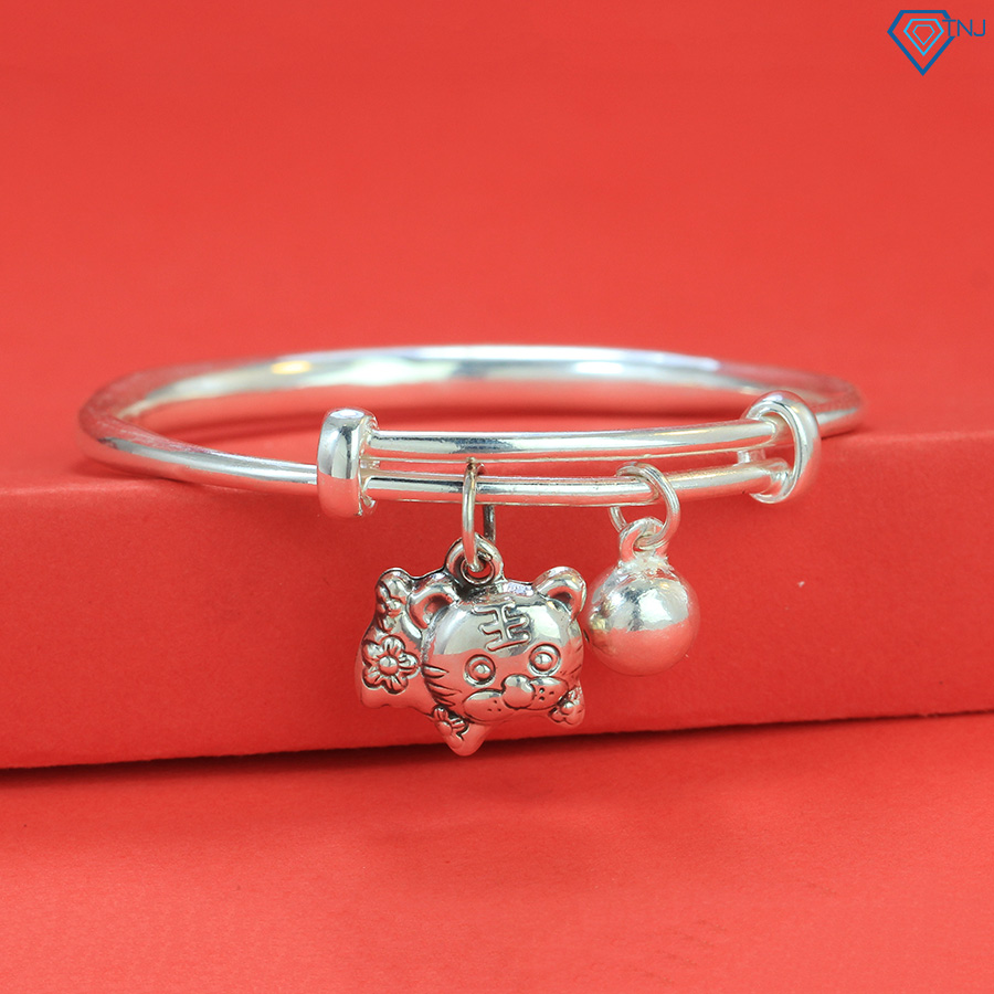 Lắc bạc cho bé khắc tên hình con hổ, vòng bạc cho bé sơ sinh đẹp LTT0069 - Trang Sức TNJ