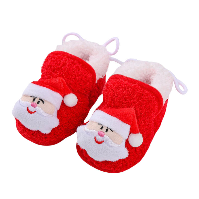 Baby Christmas Shoes, Santa Claus Snowman Elk Soft Sole Non-Slip Walking Shoes Flats Toddler Winter Shoes For Girls Boys