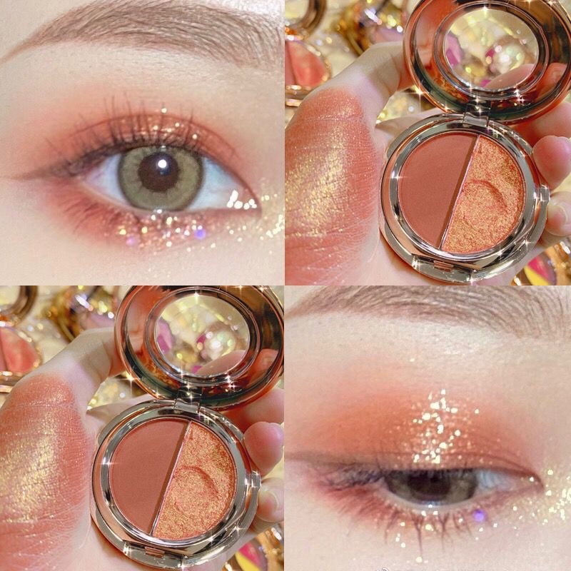 Highly Pigmented Duo Eyeshadow Palette Matte & Glitter Smooth Long-lasting Eye Make Up Beauty Cosmetic