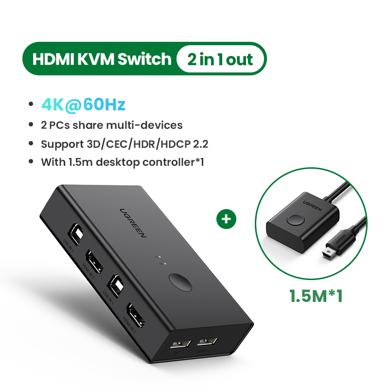 UGREEN HDMI KVM Switcher Box 4K60Hz 2 IN 1 OUT Ultra HD HDMI for ...