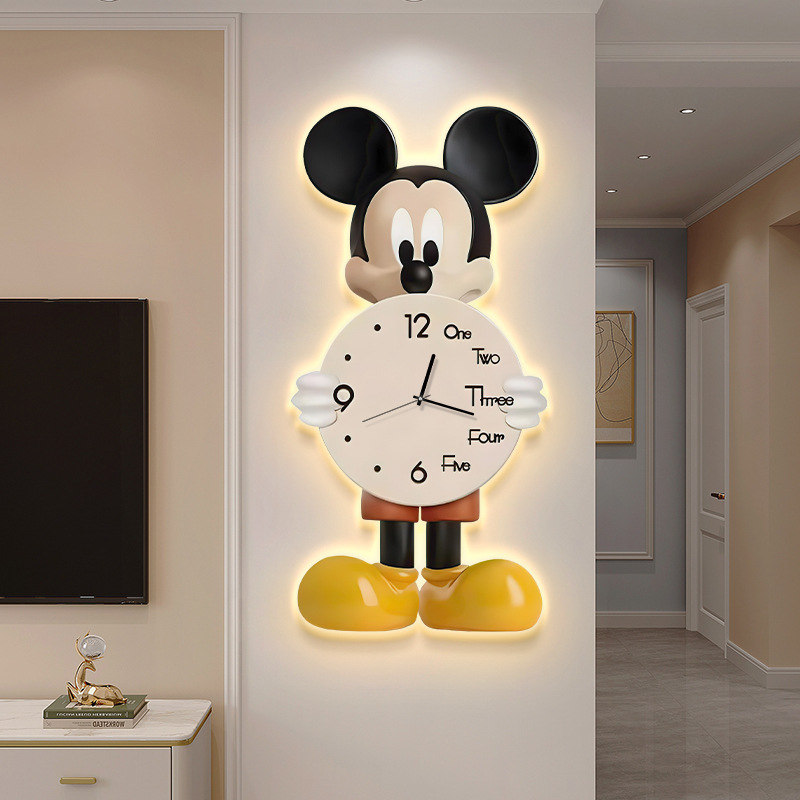 Mickey clock wall clock living room simple modern table hanging wall creative clock wall lamp