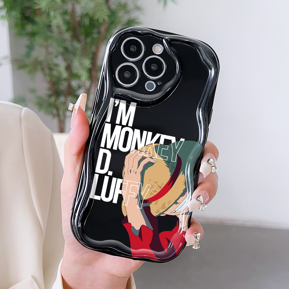 Jizetin for Redmi 14C Xiaomi Poco C75 Back Cover One Piece Luffy Cream Wavy Edge Soft Silicone Phone Case.