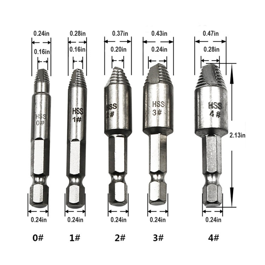 5pcs broken screw extractor broken screw removal tool