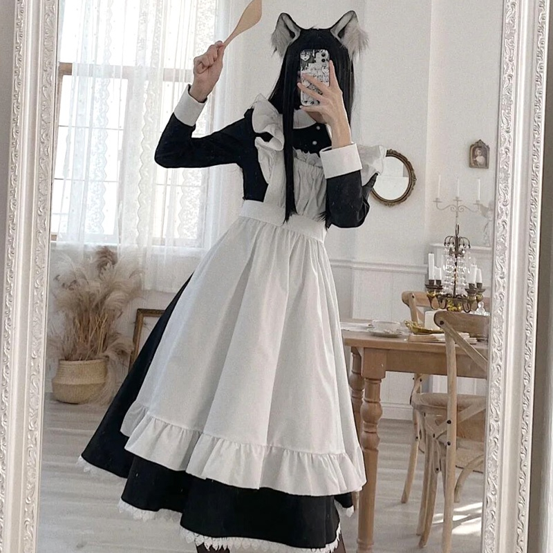 Maid cosplay - Đầm hóa trang hầu gái người quản gia dáng dài kín đáo
