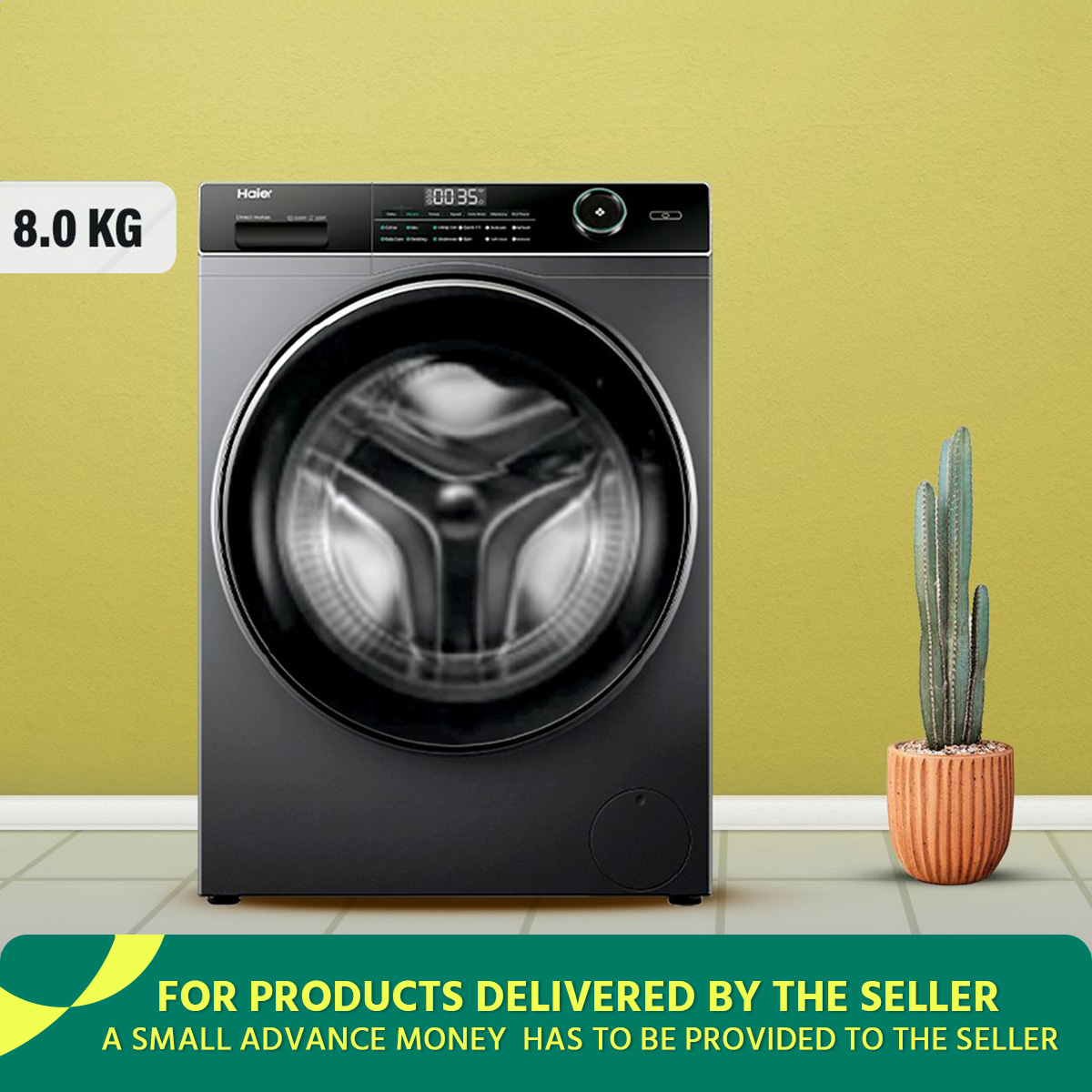 Haier 8 KG Front Loading Washing Machine (HW80-BP12929S6) Free Installation. 