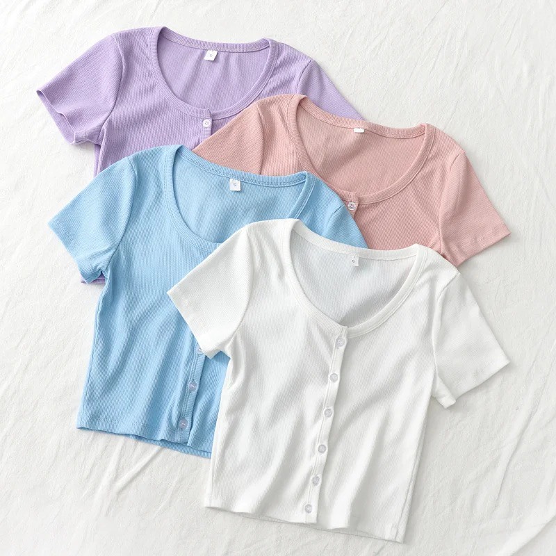 Áo croptop nút cài thật - Dolce