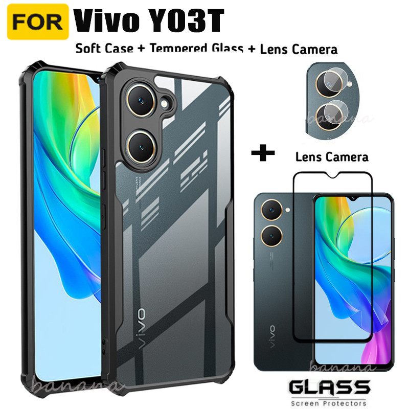 For Vivo Y03T Acrylic Phone Case Vivo Y03 Y28 Y18 Y28s Y18e Tempered Glass Screen Protector