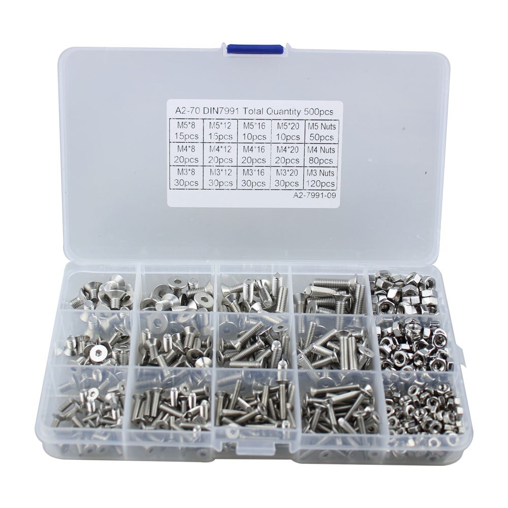 M3 M4 M5 Hex Button Socket Head Cap Screw Nut Hexagon Metric Thread Machine Bolt Assortment Kit Set 304 Stainless Steel