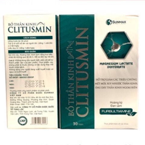 Bổ thần kinh clitusmin hỗ trợ giảm mệt mỏi suy nhược thần kinh – hộp 30 viên