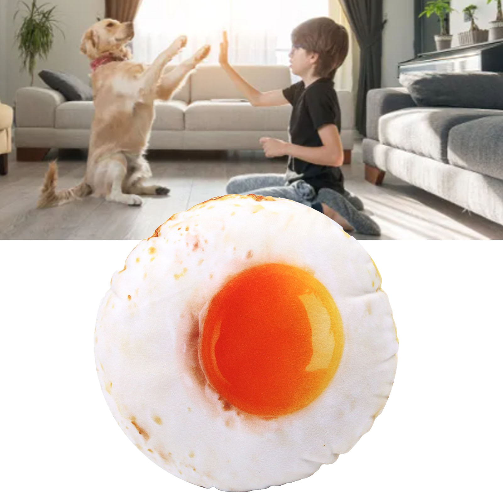 Fried Egg Plush Dog Toys Simulation Pet Chew Toy 3D for Dogs for Pets