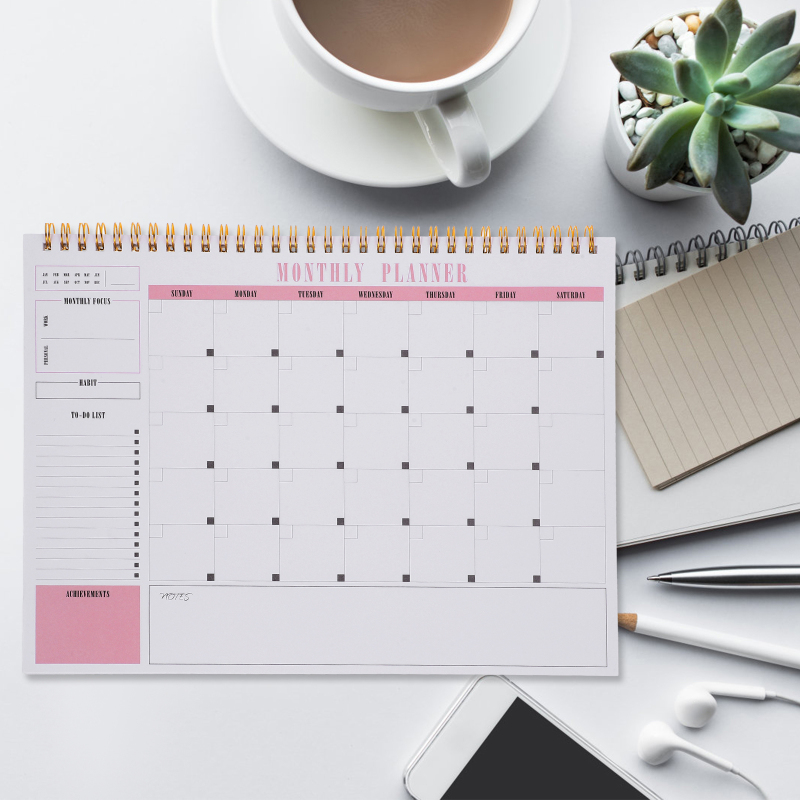 Jiogein Schedule Notebook Small Orange Agenda Pads Planning Notepad Do List Daily Planner Coil Multifunction Office