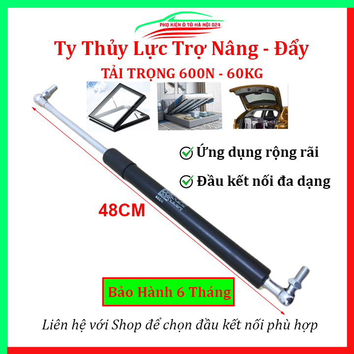 1 Chiếc ty thủy lực dài 48cm tải trọng 600N - 60kg, ben hơi hỗ trợ chống cửa công nghiệp