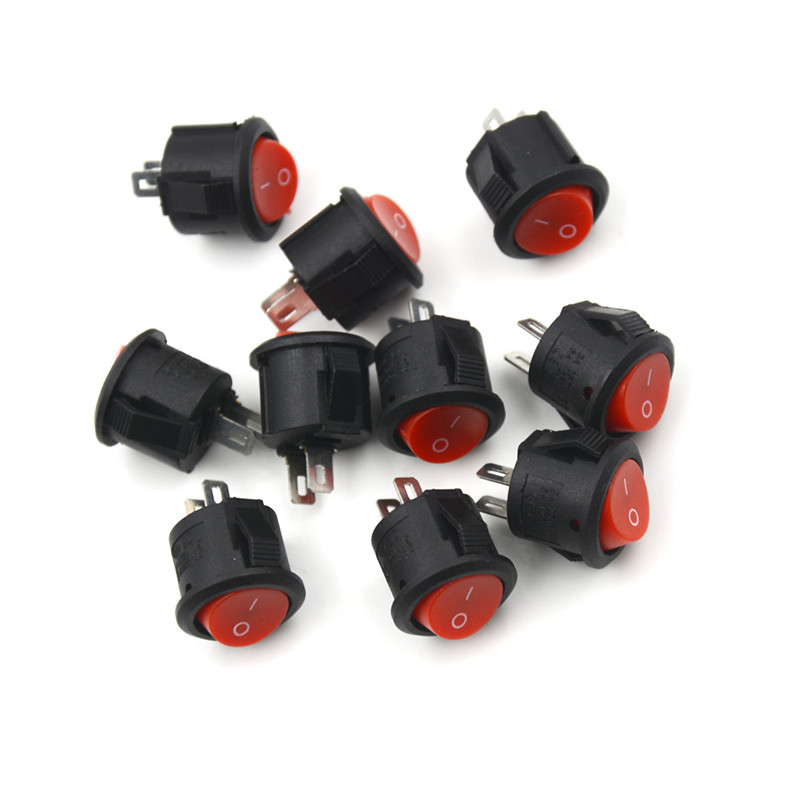 10Pcs 16mm Diameter Round Boat Rocker Switches Mini 2 Pin ON-OFF Rocker Switches 3A/250V. 