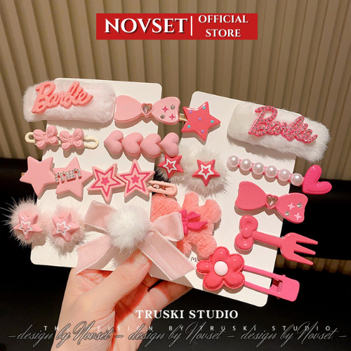 Set 8 kẹp tóc mái tone hồng tiểu thư NOVSET