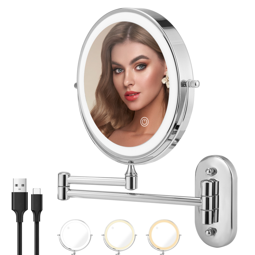  Rechargeable Makeup Mirror With Light, Double Sided Wall Mounted ...
