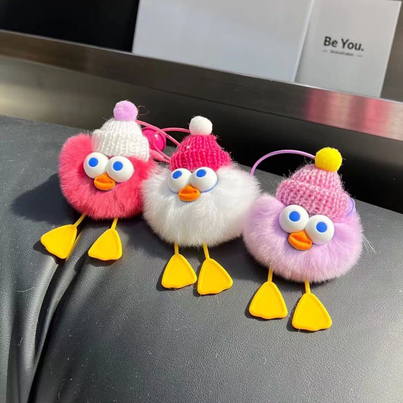 Móc khoá lông con vịt nhiều màu sắc cute