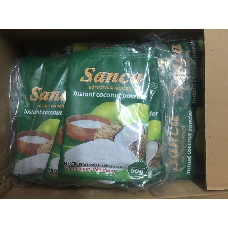 1 lốc (10 gói) Bột cốt dừa Sanca 50g