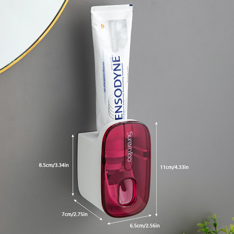 [FU💖] 1Pcs Automatic Toothpaste Dispenser Bathroom Accessories Wall Mount No Punching Lazy Toothpaste Squeezer Toothbrush Holder