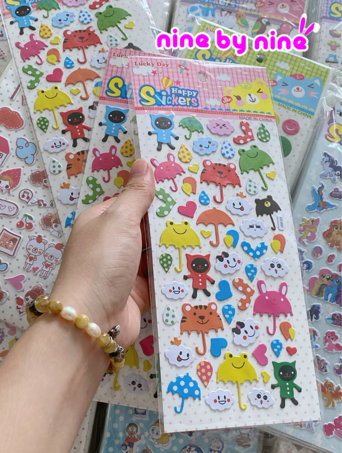 Sticker nổi trang trí sổ vở, bình nước