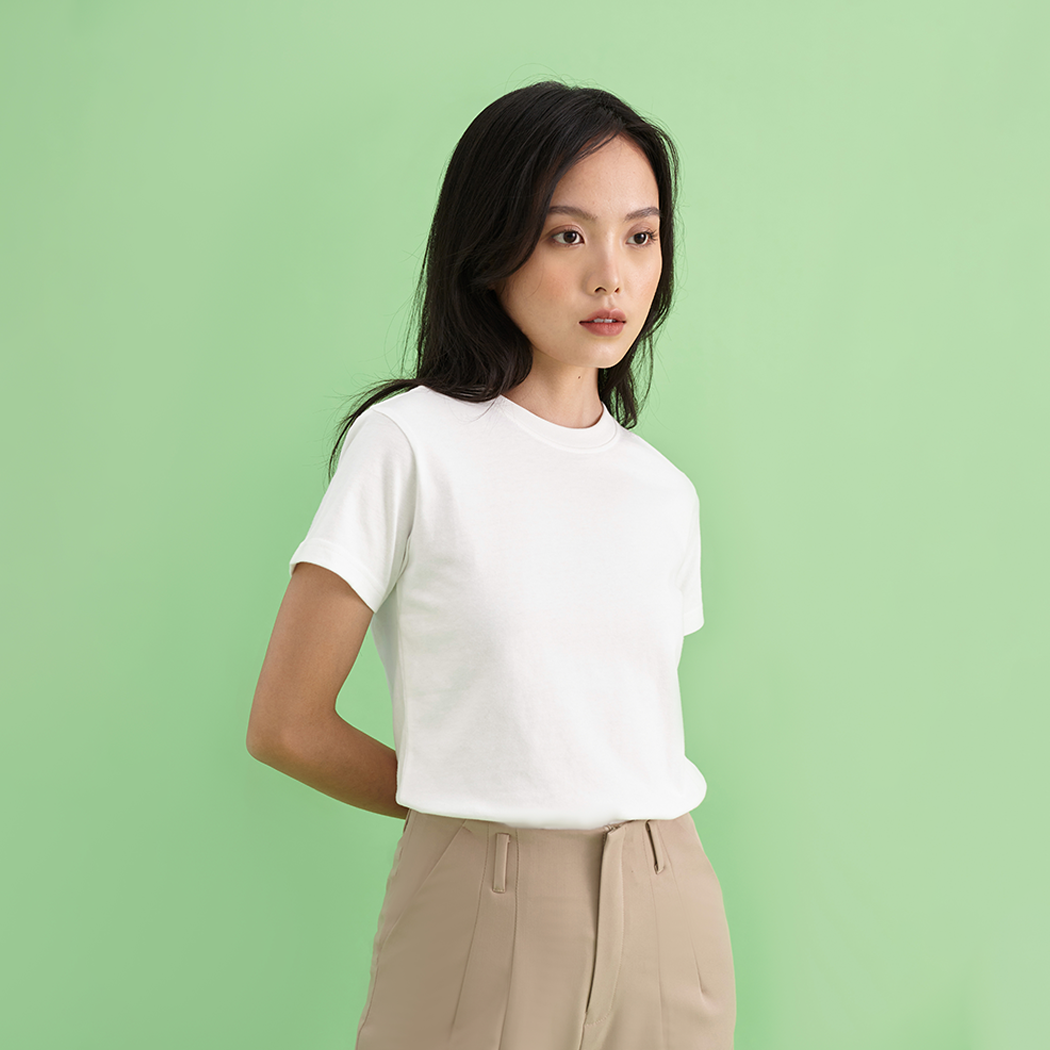 And Above - Áo thun cổ tròn nữ - Basic Tshirt -Màu Trắng/Đen
