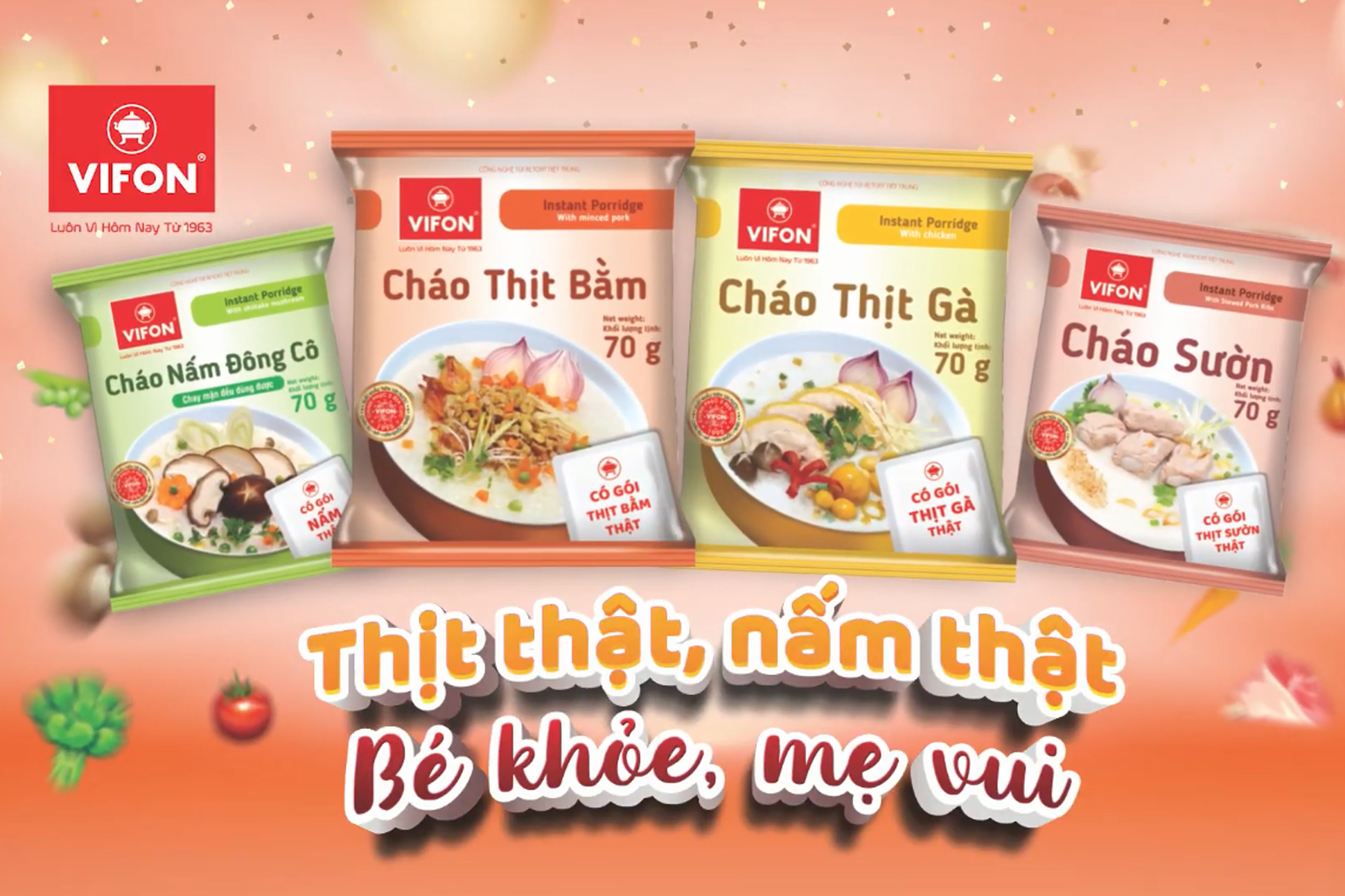 Cháo Vifon Gói 70G (Có Gói Thịt Thật)