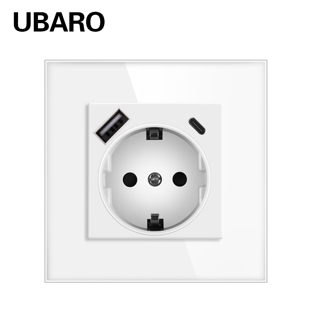 Cross-border 82 type USB socket tempered glass panel switch socket 5V2A concealed wall round box socket wholesale