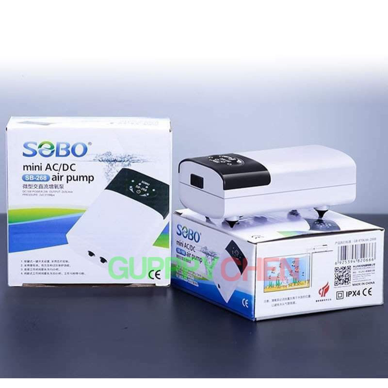 Máy sủi oxi tích điện 1 vòi 2 vòi sobo sb-168 sb-268 cho hồ cá